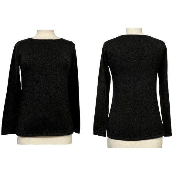 Chico's Sz XS Black Metallic Silk Blend Long Sleeve Pullover Top - Picture 1 of 5